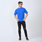 Electric Blue Acid-Wash Oversized T-shirt