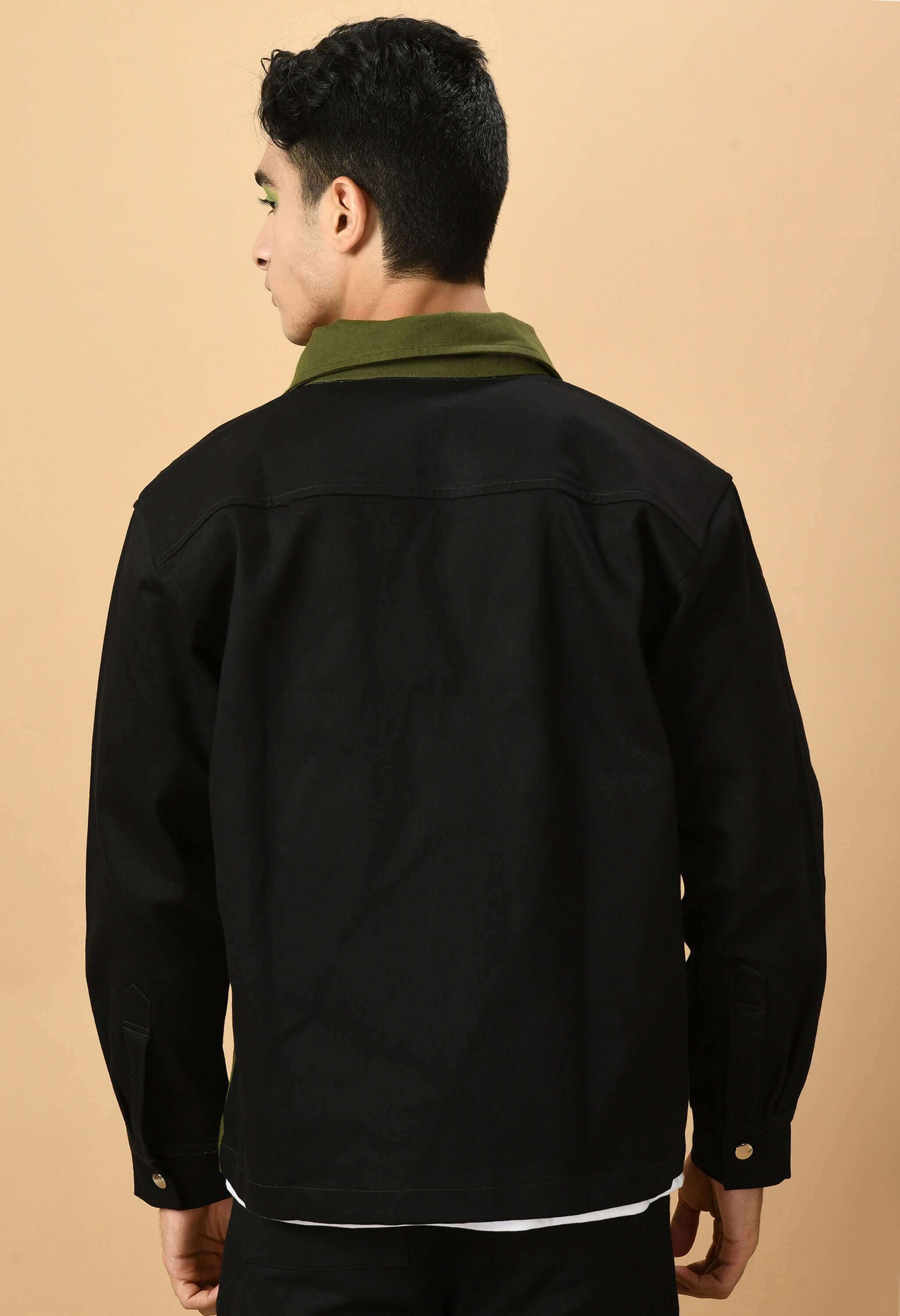  Black And Olive Color Overshirt By Offmint