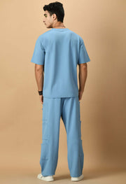 Sky Blue T-shirt Co-ord Set By Offmint
