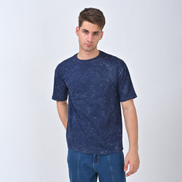 Deep Navy Acid-Wash Oversized T-Shirt