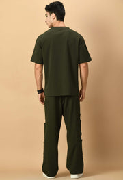 Olive Green T-shirt Co-ord Set By Offmint