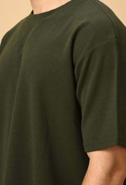 Olive Green T-shirt Co-ord Set By Offmint