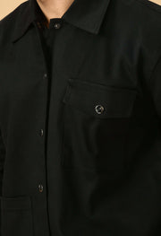 Co-Ord Black Overshirt and Button Set by Offmint - Versatile Casual Elegance