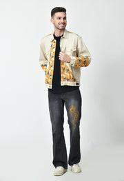 BEIGE ABSTRACT PRINTED JACKET