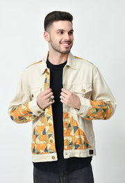 BEIGE ABSTRACT PRINTED JACKET