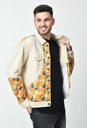 BEIGE ABSTRACT PRINTED JACKET