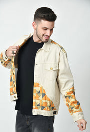 BEIGE ABSTRACT PRINTED JACKET