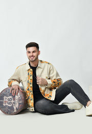 BEIGE ABSTRACT PRINTED JACKET