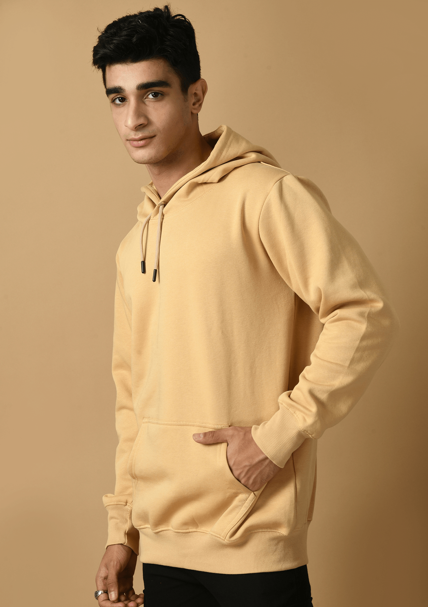 Don't fear printed beige color hoodie