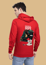 Dope printed red men's hoodie by offmint