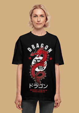 Dragon printed black color oversized t-shirt 