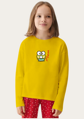 Exciting Frog Printed Yellow Full Sleeves Kids T-shirt By Offmint