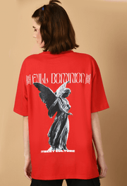 Full dominion printed red color oversized tshirt by offmint