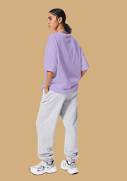 Game over printed lavender color oversized t-shirt by offmint