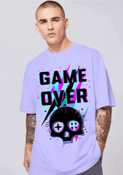 Game over printed white color oversized t-shirt by offmint