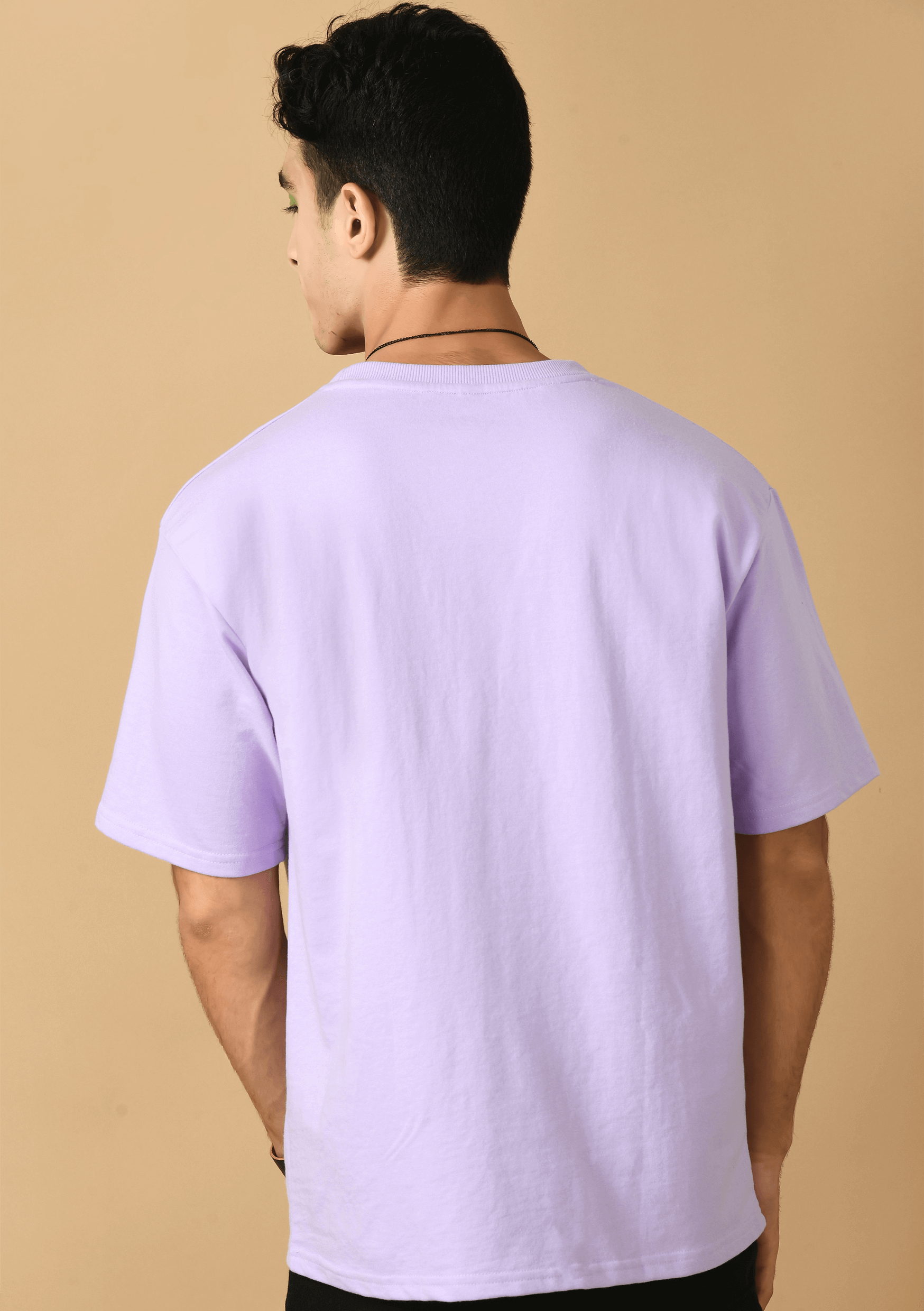 Goku front printed lavender color oversized t-shirt by offmint