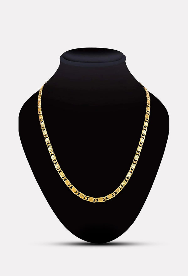 Gold Plated Brass Material Light Weighted Chain For Men And Women - 24 Inches Long