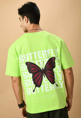 Green butterfly printed oversized t-shirt