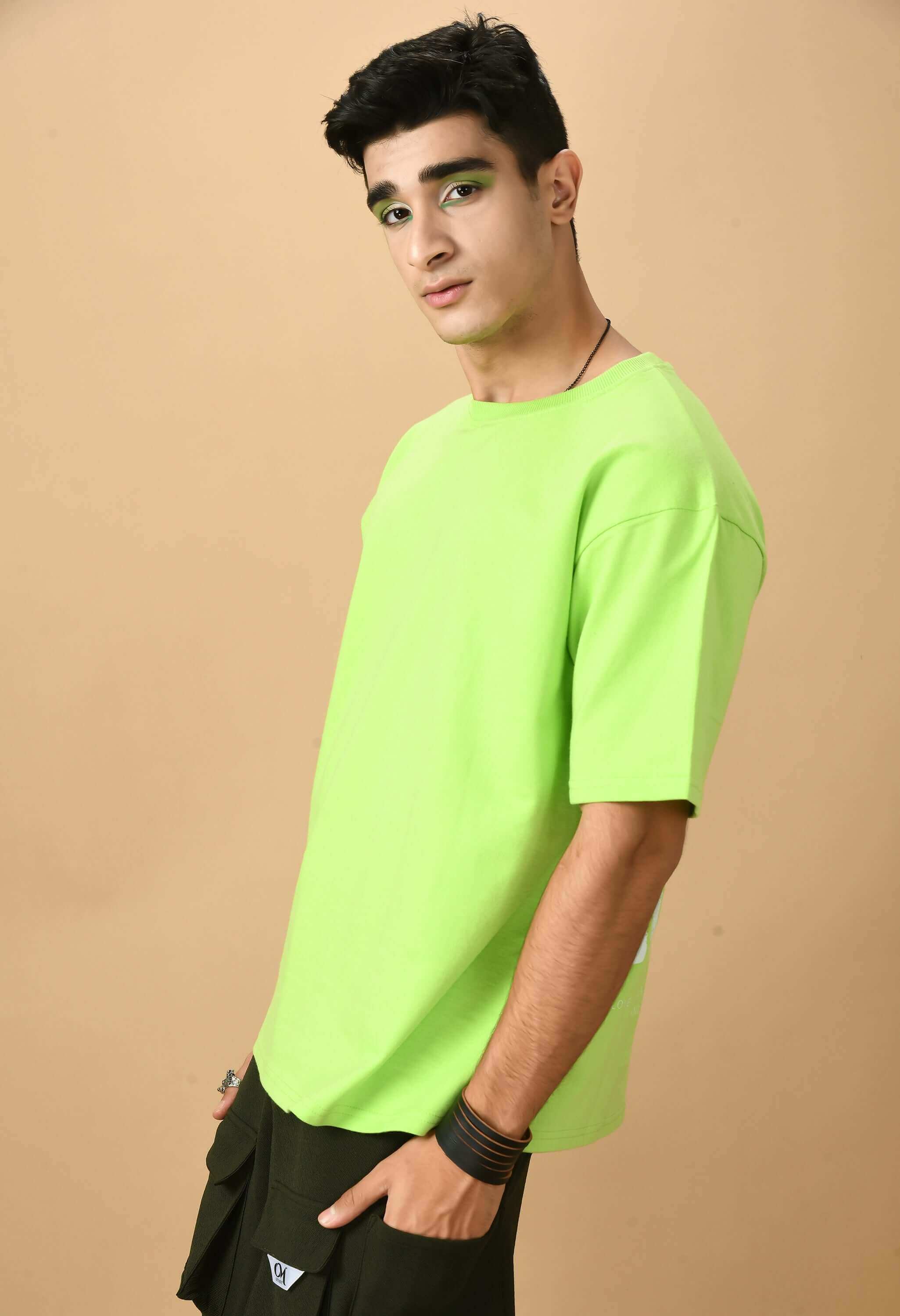 Green color butterfly printed oversized t-shirt 