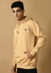 Hustle printed beige color hoodie by offmint