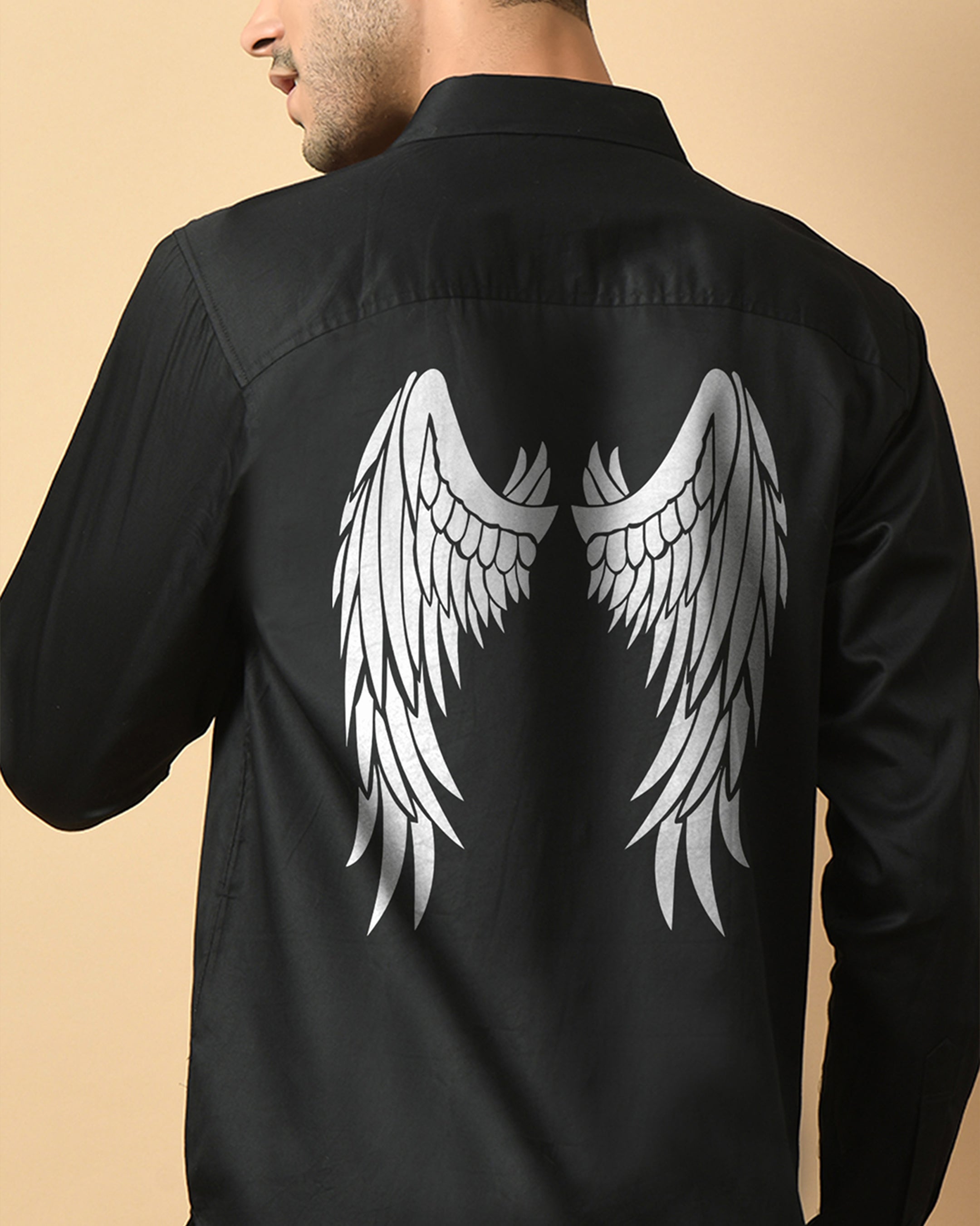 Wings Printed Black Shirt By Offmint