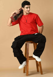 I am not perfect printed red oversized t-shirt