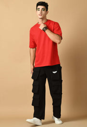 I am not perfect printed red oversized t-shirt by offmint