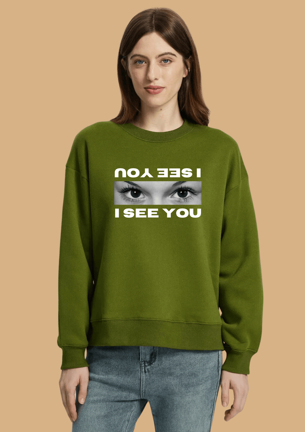 I see you printed olive green color sweatshirt by offmint