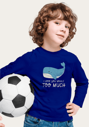 I Love You Whale Printed Royal Blue Full Sleeves Kids T-shirt By Offmint