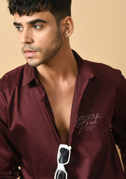 Live Soul Good Printed Maroon ClubWear Shirt By Offmint