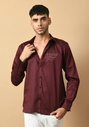 Live Soul Good Printed Maroon ClubWear Shirt By Offmint
