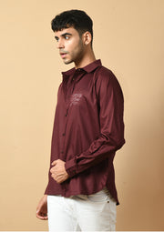 Live Soul Good Printed Maroon ClubWear Shirt By Offmint