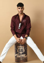 Live Soul Good Printed Maroon ClubWear Shirt By Offmint