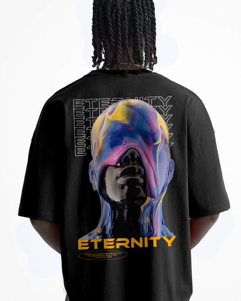 Eternity Printed Black Oversized T-Shirt By Offmint