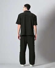 Co-Ord Olive Green Overshirt and Button Set by Offmint - Versatile Casual Elegance