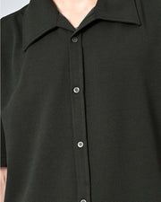 Co-Ord Olive Green Overshirt and Button Set by Offmint - Versatile Casual Elegance