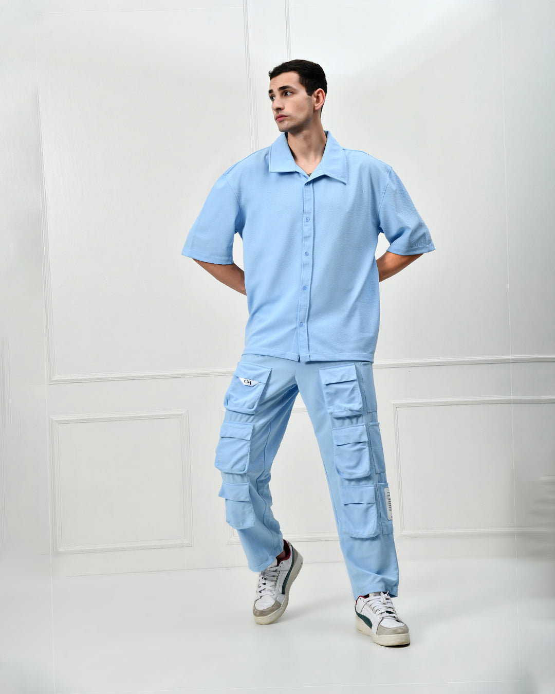 Sky Blue Shirt Co-ord Set By Offmint
