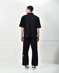 12 Pocket Black Shirt Co-ord Set By Offmint