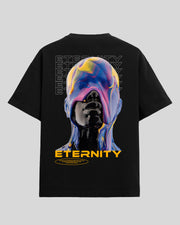 Eternity Printed Black Oversized T-Shirt By Offmint
