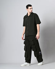 Co-Ord Olive Green Overshirt and Button Set by Offmint - Versatile Casual Elegance