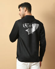 Playfull Cat Printed Black ClubWear Shirt By Offmint