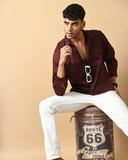 Snake Printed Maroon Shirt By Offmint