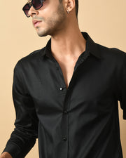 Playfull Cat Printed Black ClubWear Shirt By Offmint