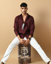 Snake Printed Maroon Shirt By Offmint