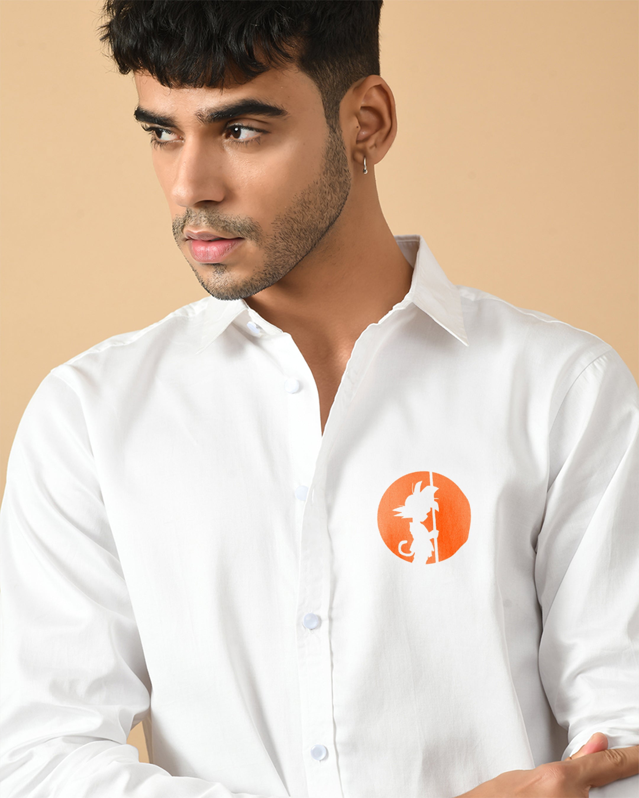 Gohan Printed White ClubWear Shirt By Offmint
