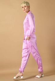 Lavender satin women's co-ord set 