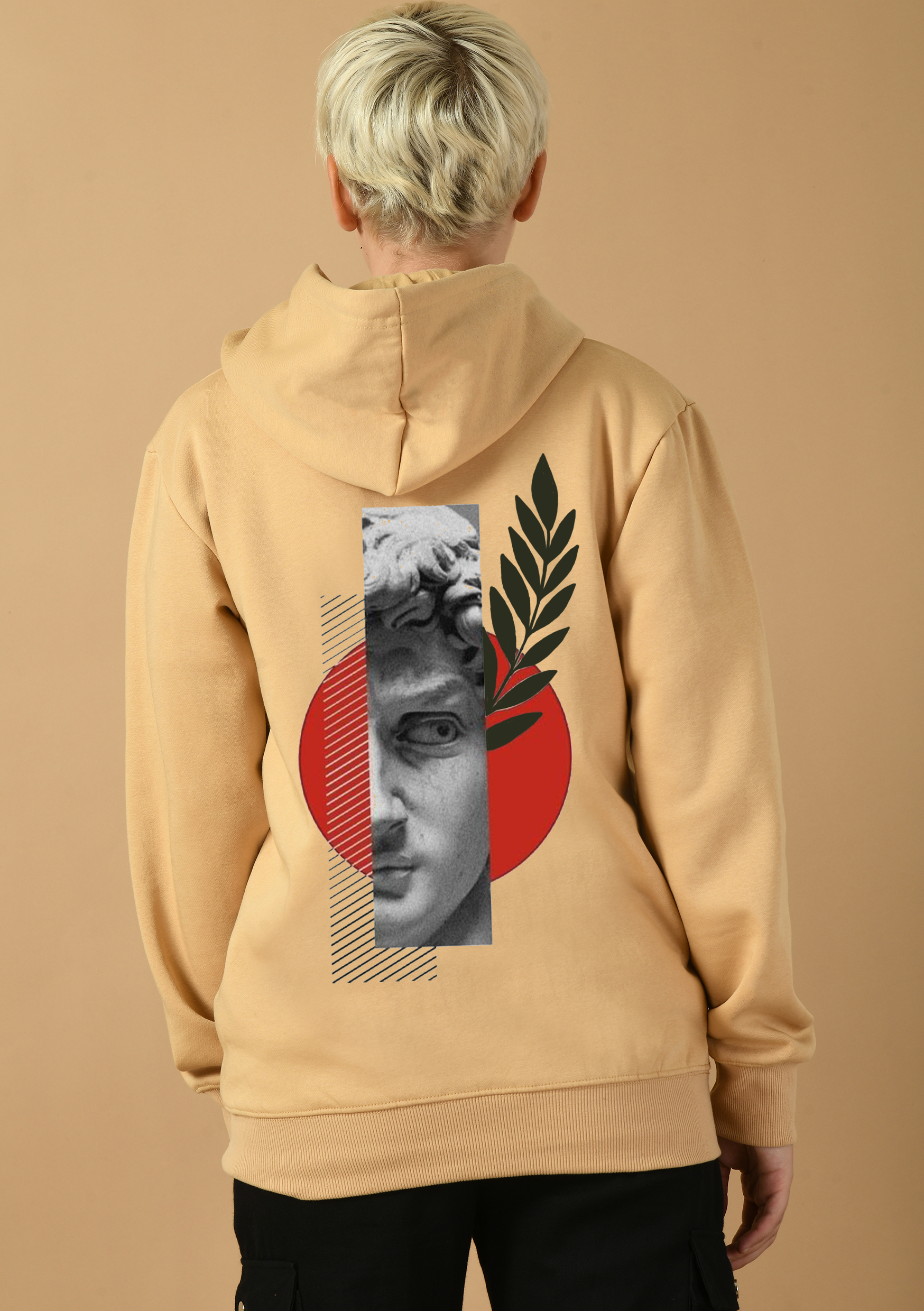 Leaf printed beige hoodie by offmint
