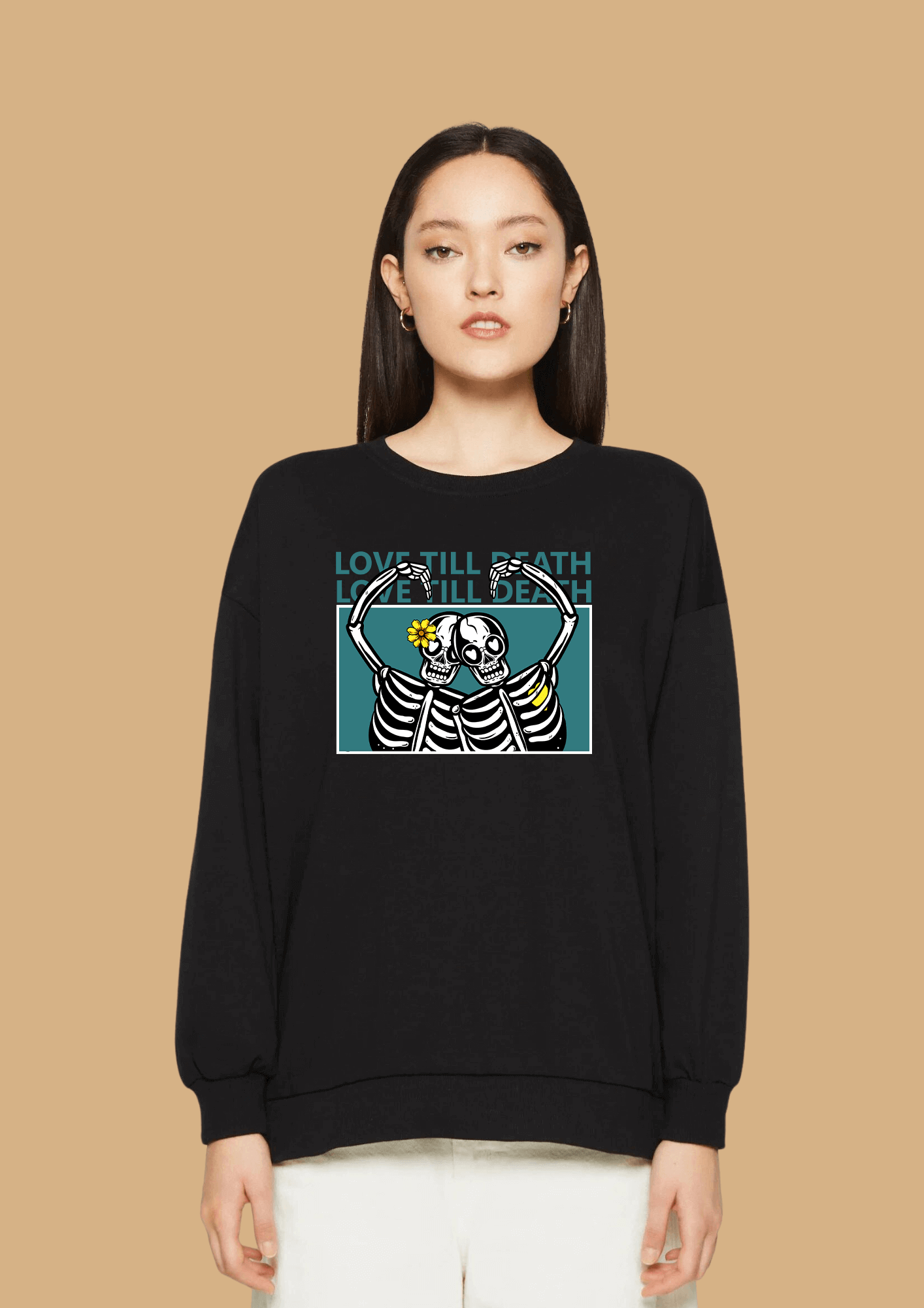 Love till death printed black color sweatshirt by offmint