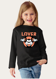 Lover Printed Black Full Sleeves Kids T-shirt By Offmint