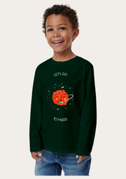 Mars Printed Bottle Green Full Sleeves Kids T-shirt By Offmint